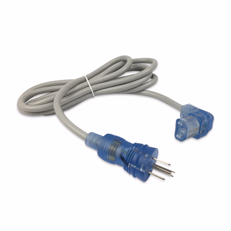 Hospital-Grade Power Cord, NEMA 5-15P to IEC320 C13 Down Angle, Green Dot, 8ft, SJT 18/3 AWG, 10A 125VAC, Gray Jacket, Clear Blue Connectors Used in Hospitals and Other Medical Settings for Upgrading or Replacing Power Cords for PCs/ Monitors/ Infusion Pumps/ Medical Carts/ Hospital Beds/ ECG/ EKG/ EEG/ Incubtors/ Defibrillators/ Exam Lights/ Procedure Lights and More. They are UL Certified to be Safe and Reliable for Use in Demanding Hospital Environments. SKU: TNC-HPC007