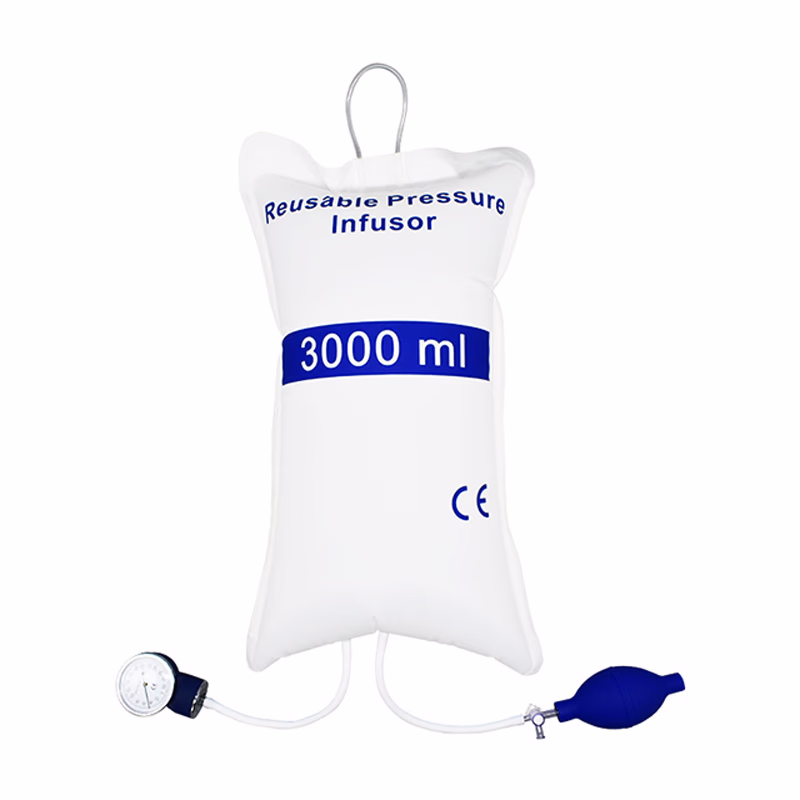 Pressure Infusion Bag 3000 ml White Nylon, Double Tubes with Metal Aneroid Gauge Disposable, 1 Pc / Bag SKU: TNC-IBP-DPI3000G