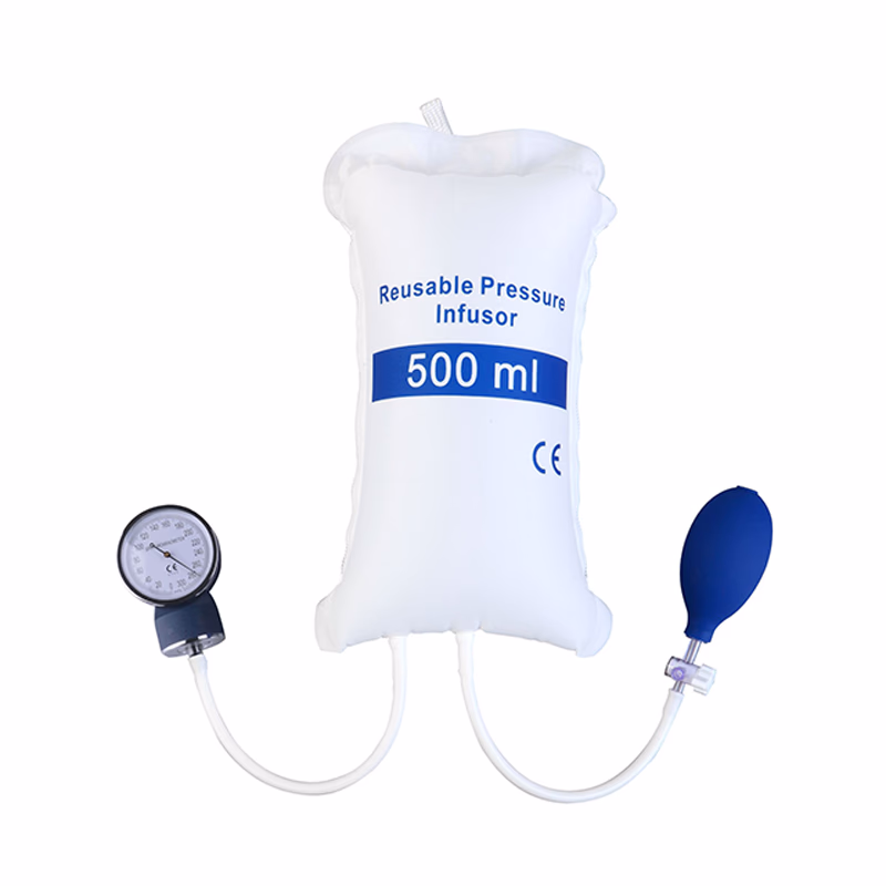 Pressure Infusion Bag 500 ml White Nylon, Double Tubes with Metal Aneroid Gauge Disposable, 1 Pc / Bag SKU: TNC-IBP-DPI500G