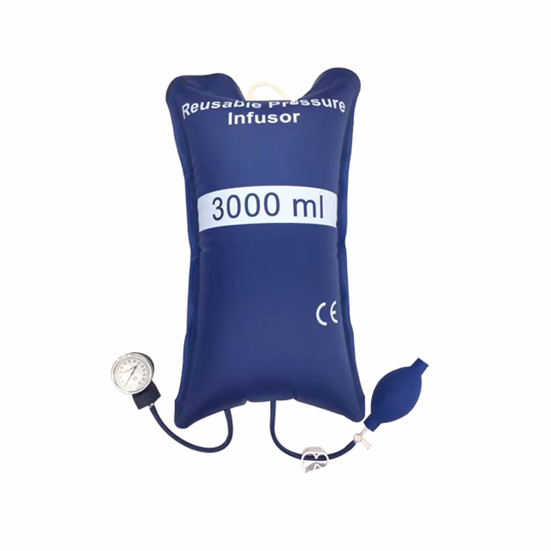 Pressure Infusion Bag 3000 ml Blue Nylon, Double Tubes with Metal Aneroid Gauge Reusable, 1 Pc / Bag SKU: TNC-IBP-RPI3000G