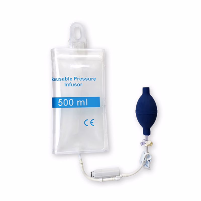 Pressure Infusion Bag 500 ml Transparent TPU, Single Tube with Piston Gauge Reusable, 1 Pc / Bag SKU: TNC-IBP-RPI500DT