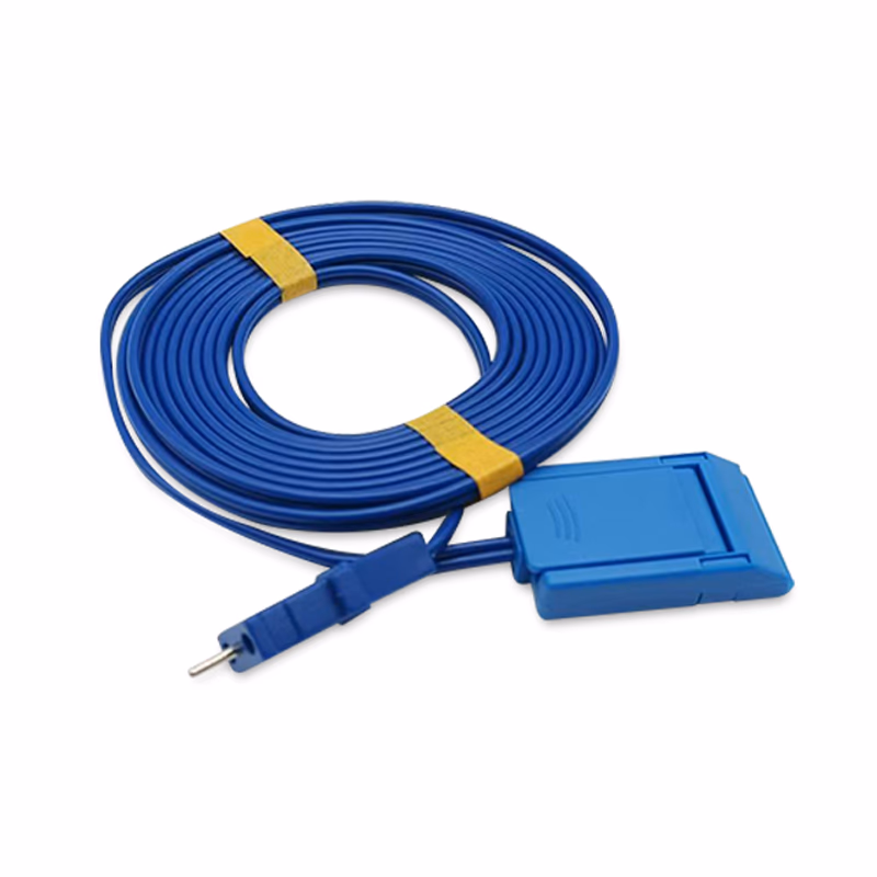 Compatible PVC Patient Return Electrode Cord 3m (comparable to Valleylab E0560) REM needle square plug to Negative Clamp SKU: TNC-PCC03