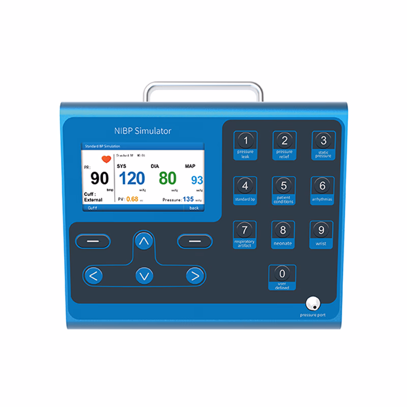 Original NIBP Simulator - Contec MS200 Concise and elegant in appearance, easy and convenient to operate, and it can generate the pressure up to 400mmHg (53.3 kPa) by the built-in air pump. with the functions of dynamic BP simulation under several conditions, static pressure calibration, automatic leak test and over-pressure relief test, which can quickly and accurately analyze each performance of NlBP Monitor. SKU: TNC-SL002