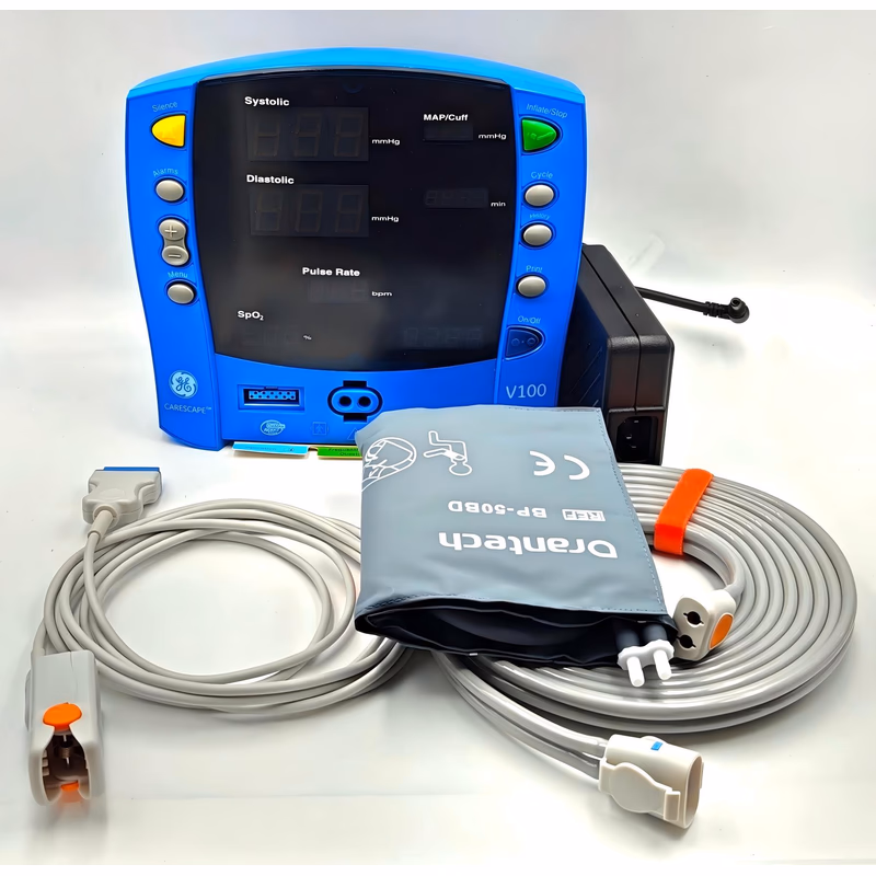 Refurbished OxiMax Patient Monitor with New Compatible Accessory - GE Carescape V100 with new accessories (SPO2, NIBP),1Set/Box SKU: V100-opt.2-R-02