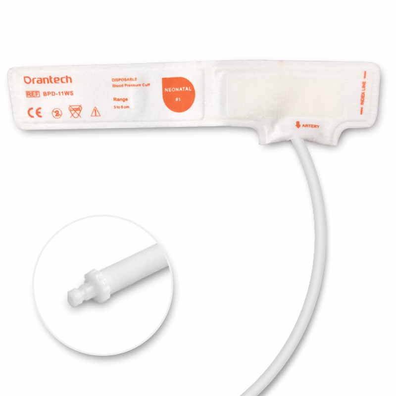 Veterinary#1(3-6cm) 1-Tube White BP Cuff with Male Bayonet Non-woven Fiber Disposable, Tubing/ 20cm SKU: BPDV-11WS-W01P