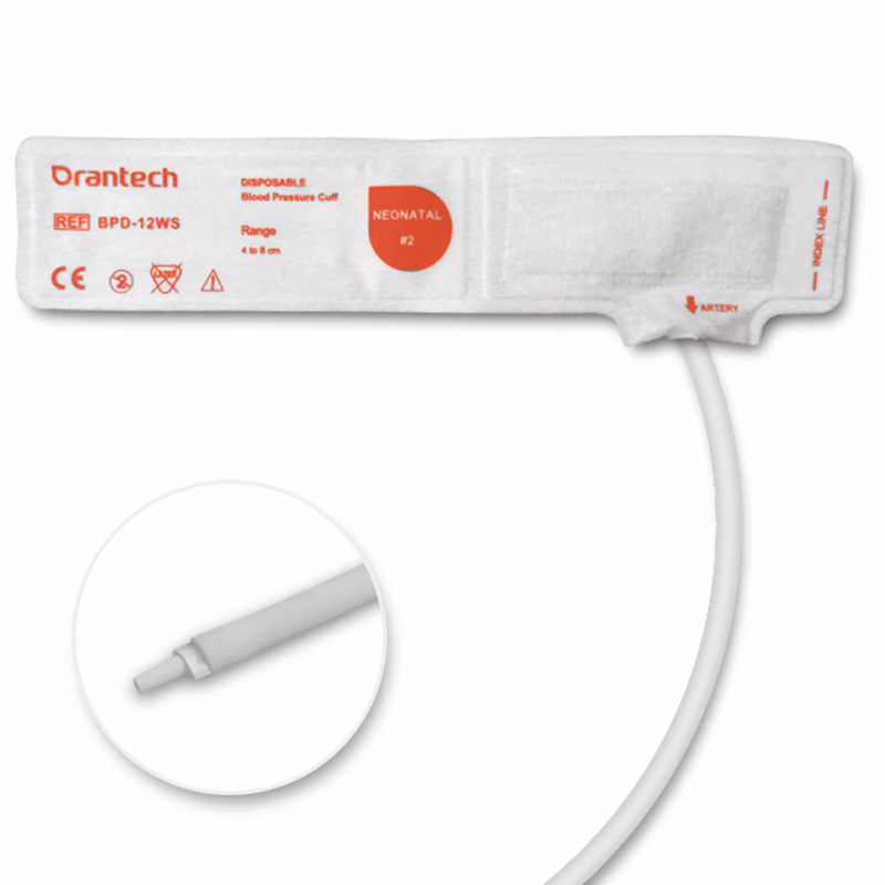 Veterinary#2(4-8cm) 1-Tube White BP Cuff with Male Luer Slip Non-woven Fiber Disposable, Tubing/ 20cm SKU: BPDV-12WS-W05P