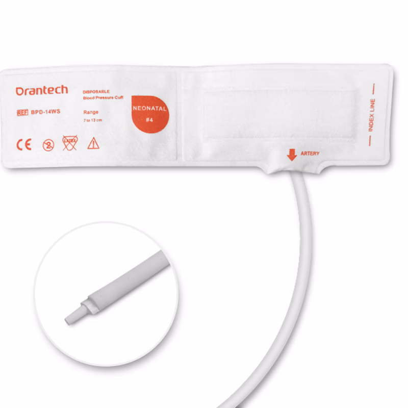 Veterinary#4(7-13cm) 1-Tube White BP Cuff with Male Luer Slip Non-woven Fiber Disposable, Tubing/ 20cm SKU: BPDV-14WS-W05P
