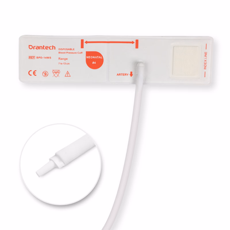 Orantech Neonate 7-13cm 1-Tube White BP Cuff with Male Luer Slip Non-woven Fiber Disposable, Tubing/ 20cm, 10 pcs/bag SKU: BPD-14WS-W05P