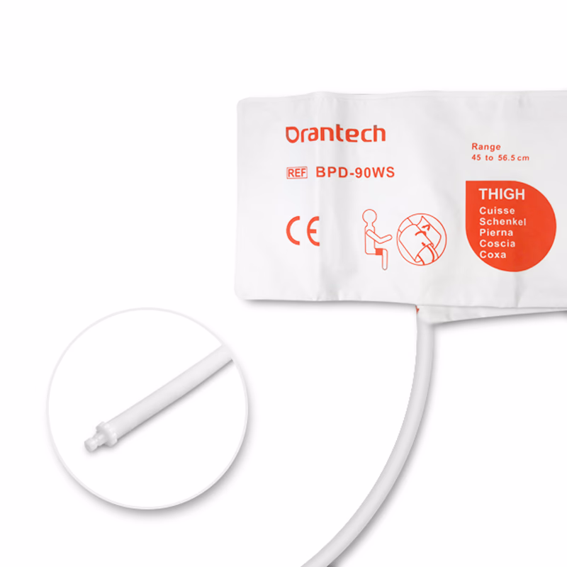 Thigh 45-56.5cm 1-Tube White BP Cuff with Male Bayonet Non-woven Fiber Disposable, Tubing/ 20cm SKU: BPD-90WS-W01P