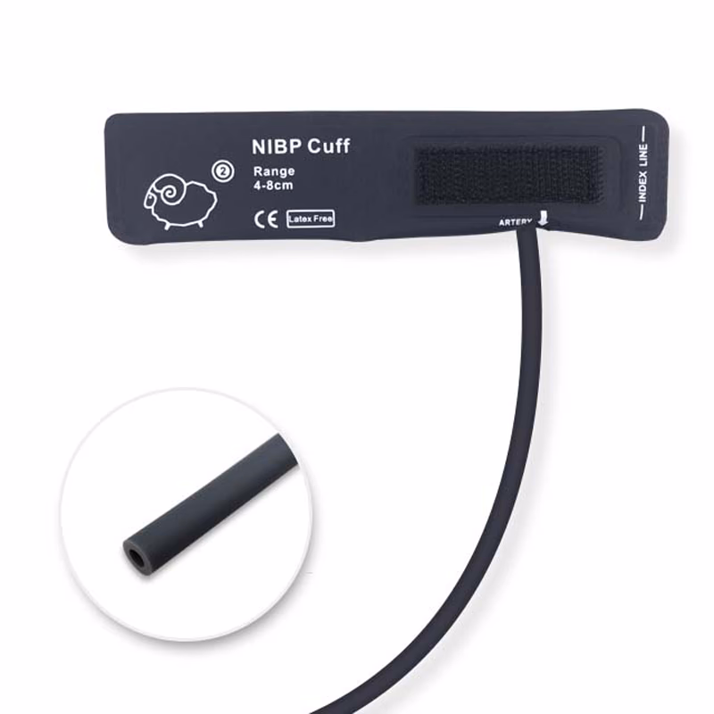 Veterinary#2(4-8cm) 1-Tube Dark Blue BP Cuff Bladderless Reusable, Nylon+TPU, Tubing/ 20cm SKU: BPNV-12NS