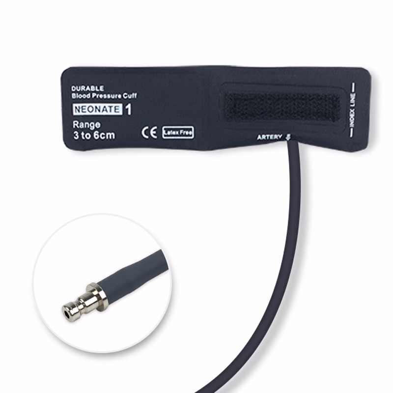 Neonate 3-6cm 1-Tube Dark Blue BP Cuff with Male Bayonet Bladderless Reusable, PU, Tubing/ 25cm SKU: BPN-11NS-W01M