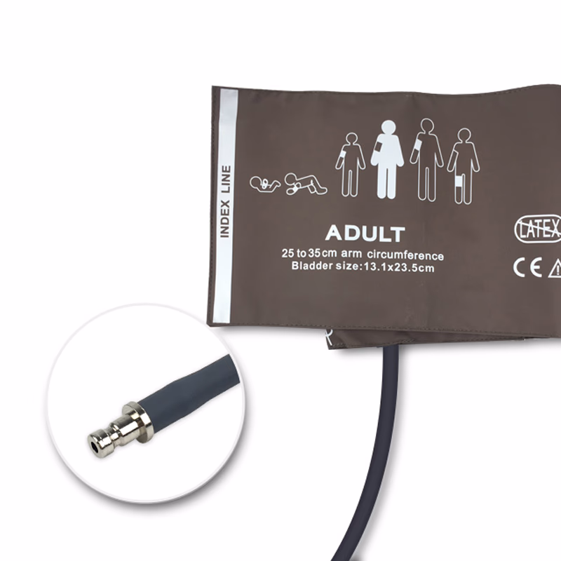 Adult 25-35cm 1-Tube Brown BP Cuff with Male Bayonet Reusable, PU, Tubing/ 25cm SKU: BPN-50BS-W01M