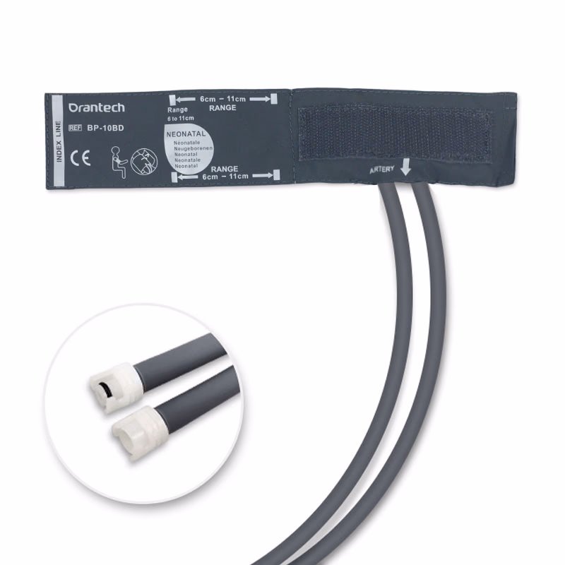 Neonate 6-11cm 2-Tubes Dark Grey BP Cuff with Mated Submin Reusable, PU, Tubing/ 25cm SKU: BP-10BD-W1011