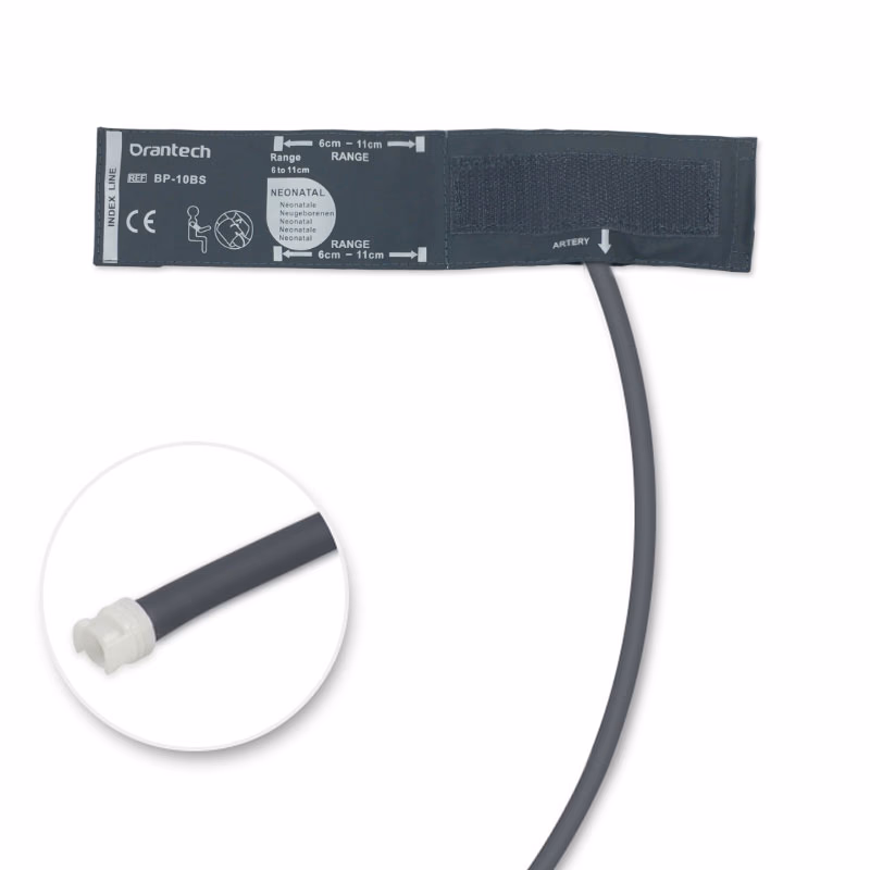 Neonate 6-11cm 1-Tube Dark Grey BP Cuff with Female Submin Reusable, PU, Tubing/ 25cm SKU: BP-10BS-W11