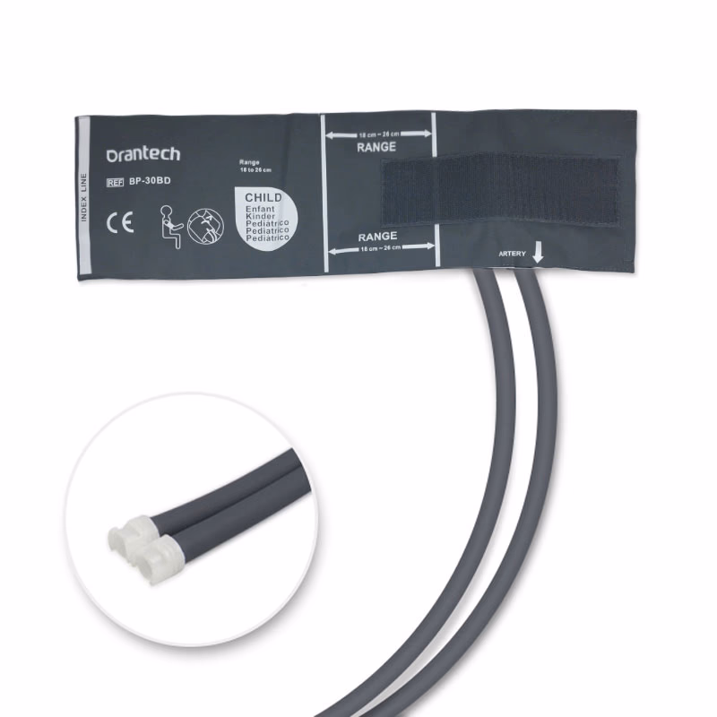 Pediatric 18-26cm 2-Tubes Dark Grey BP Cuff with Female Submin Reusable, PU, Tubing/ 25cm SKU: BP-30BD-WD11