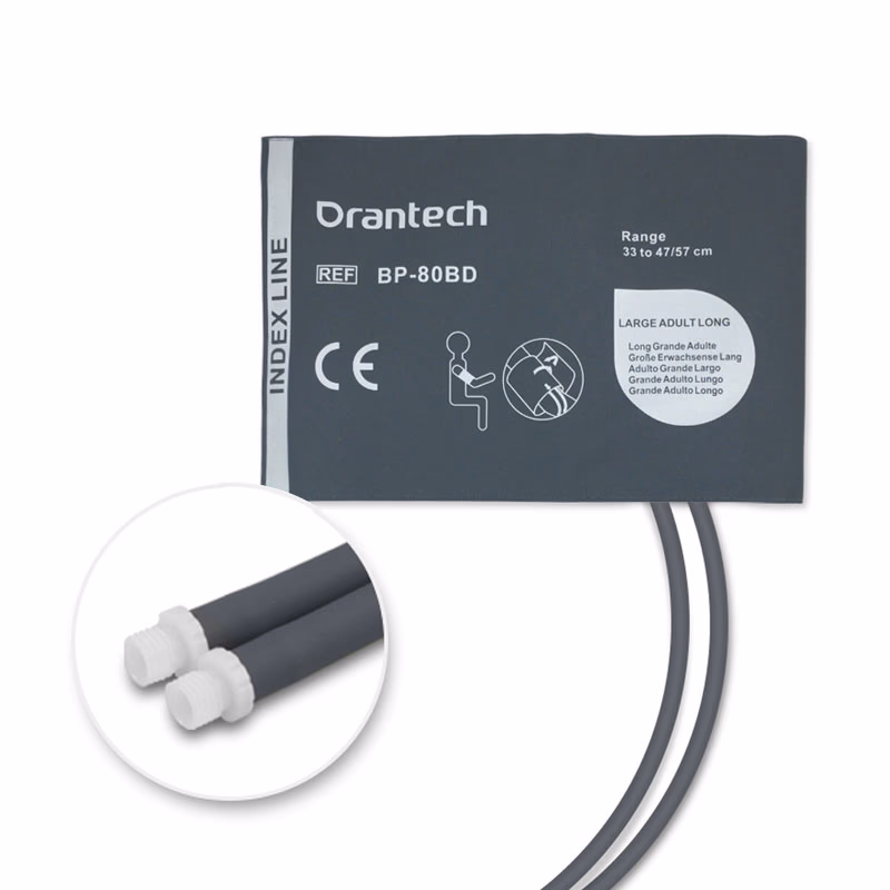 Large Adult Extra Long 33-47/57cm 2-Tubes Dark Grey BP Cuff with Male Screw Reusable, PU, Tubing/ 25cm SKU: BP-80BD-WD08
