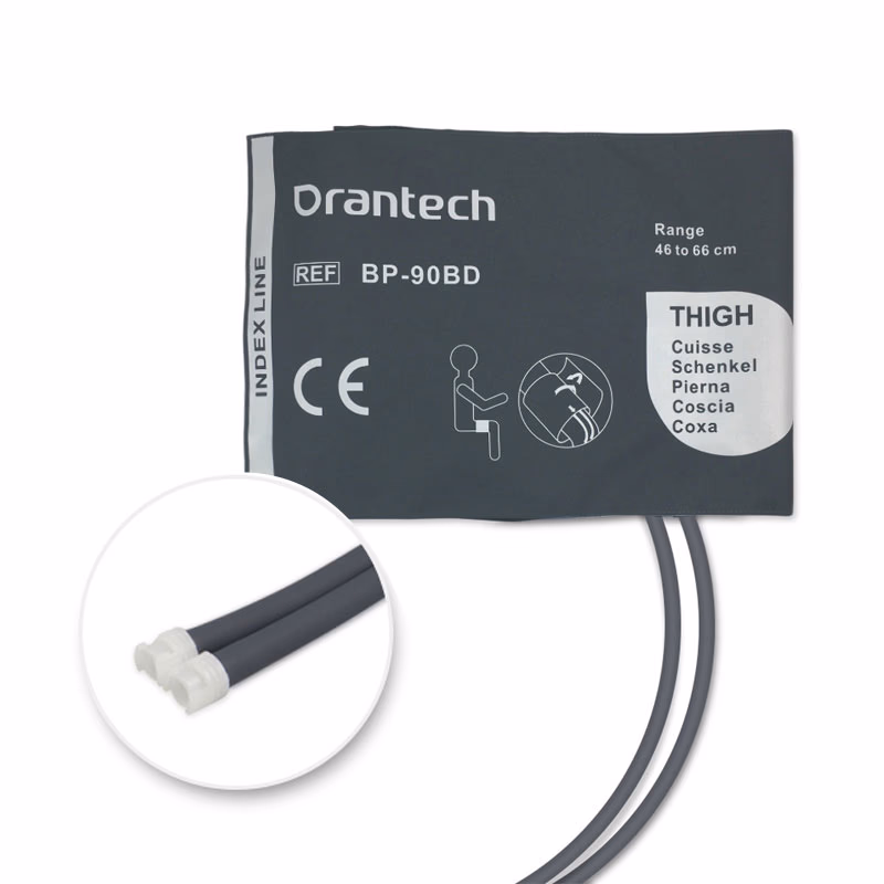 Thigh 46-66cm 2-Tubes Dark Grey BP Cuff with Female Submin Reusable, PU, Tubing/ 25cm SKU: BP-90BD-WD11