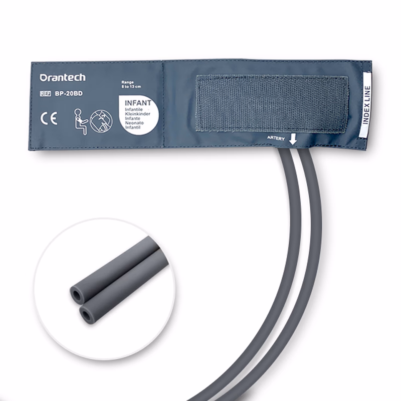 Infant 8-13cm 2-Tubes Dark Grey BP Cuff with No Fitting Reusable, PU, Tubing/ 20cm SKU: CL-BP-20BD