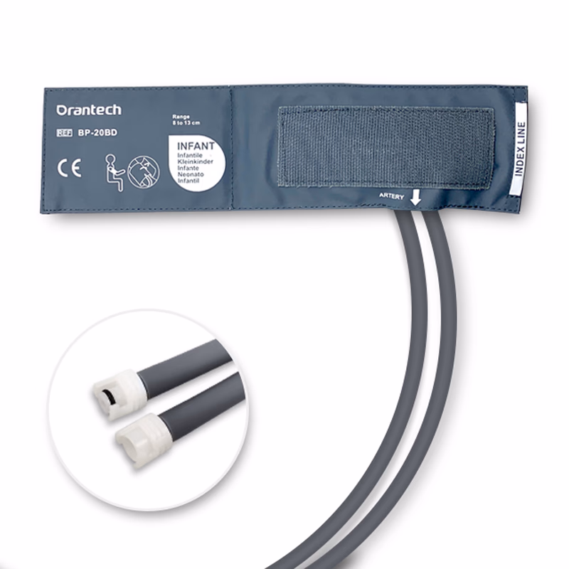 Infant 8-13cm 2-Tubes Dark Grey BP Cuff with Mated Submin Reusable, PU, Tubing/ 20cm SKU: CL-BP-20BD-W1011