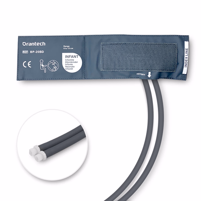 Neonate 7-13cm 2-Tubes Dark Grey BP Cuff with Male Screw Reusable, PU, Tubing/ 20cm SKU: CL-BP-20BD-WD08