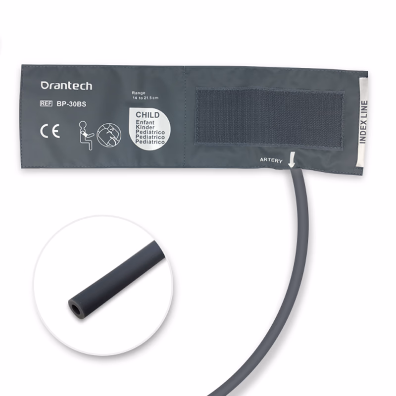 Pediatric 14-21.5cm 1-Tube Dark Grey BP Cuff with No Fitting Reusable, PU, Tubing/ 20cm SKU: CL-BP-30BS