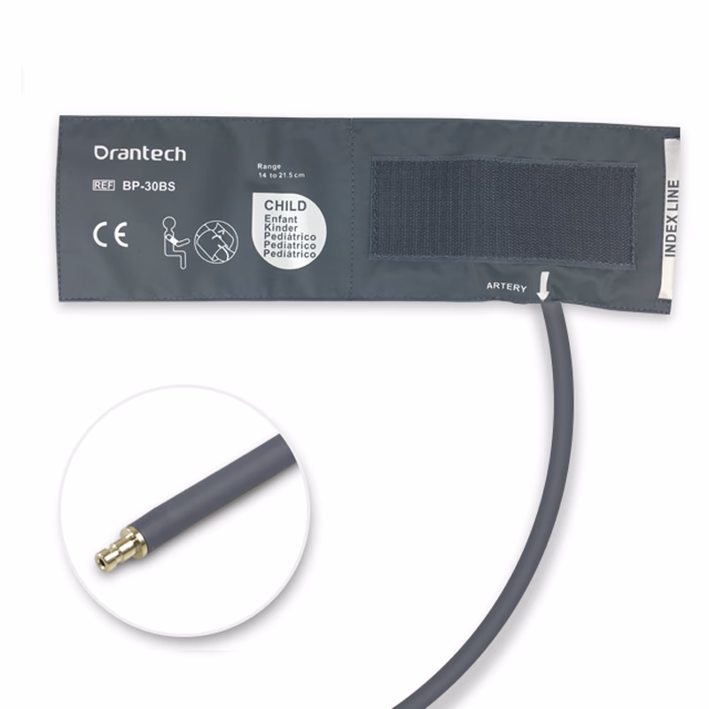 Pediatric 14-21.5cm 1-Tube Dark Grey BP Cuff with Male Bayonet Reusable, PU, Tubing/ 20cm SKU: CL-BP-30BS-W01M