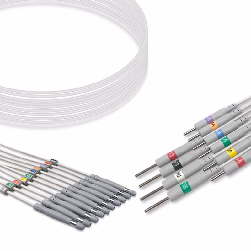 Compatible 10-lead ECG Leadwire with 3mm Needle end Individual 0.9m AHA (for use with Welch Allyn) Reusable, Limb + Chest Lead, Shielded SKU: EKL-WA10-N-A