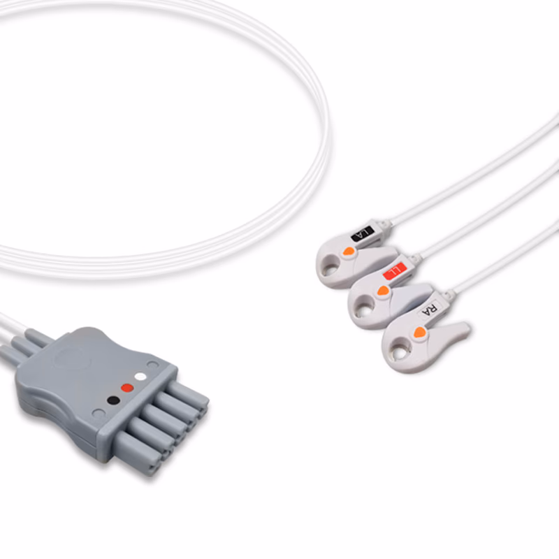 Compatible 3/5-lead ECG Leadwire with Grabber/Pinch end Molded 0.9m AHA (for use with Mindray) Disposable, Limb Lead, Lead Type: Mindray, Shielded SKU: ELD-MRB3-90G-A