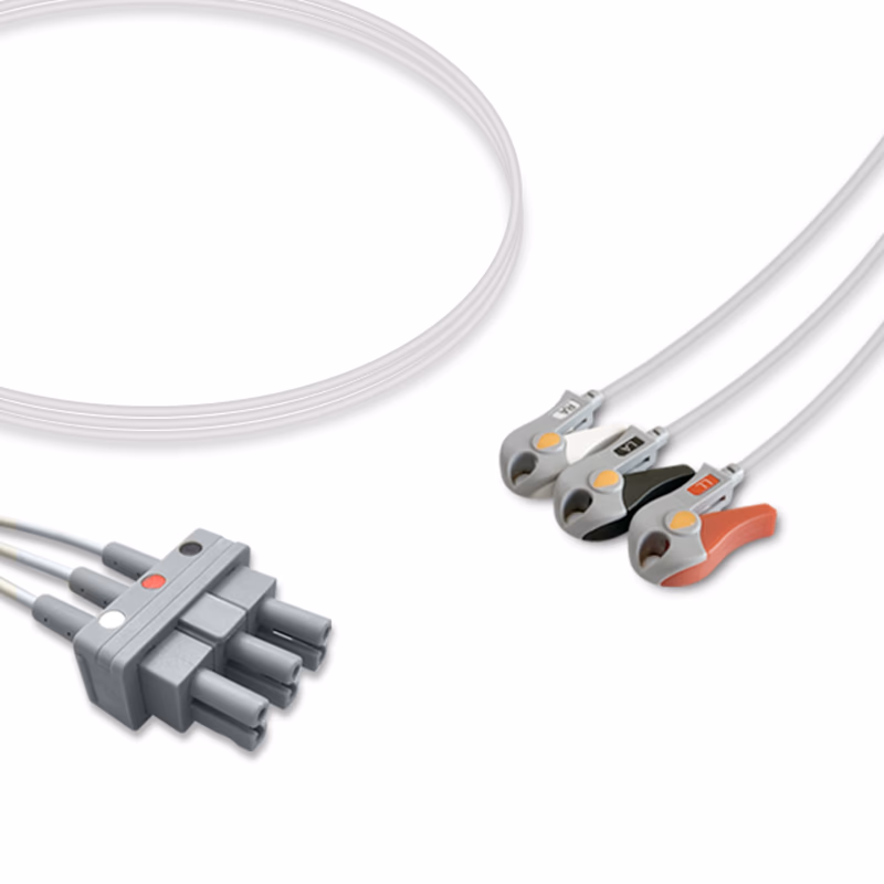 Compatible 3-lead ECG Leadwire with Mini Grabber end Individual 0.6m AHA (comparable to Philips M1609A) Reusable, Limb Lead, Lead Type: AA Twin-Pin, Shielded SKU: EL-AAS3-60MG-A
