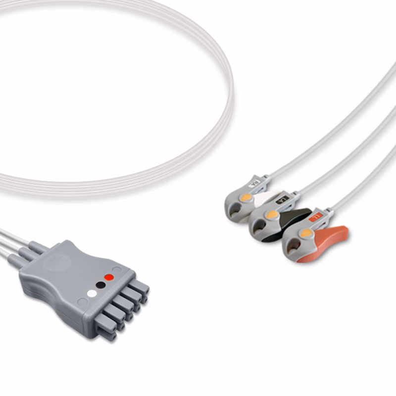 Compatible 3-lead ECG Leadwire with Grabber/Pinch end Molded 0.9m AHA (comparable to GE Healthcare 164L0027) Reusable, Limb Lead, Lead Type: Logiq, Shielded SKU: EL-LQ3-90G-A