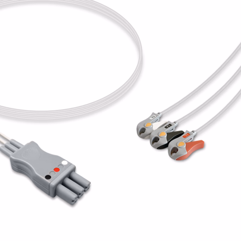 Compatible 3-lead ECG Leadwire with Mini Grabber end Molded 0.9m AHA (for use with Mindray) Reusable, Limb Lead, Lead Type: Mindray, Shielded SKU: EL-MR3-90MG-A