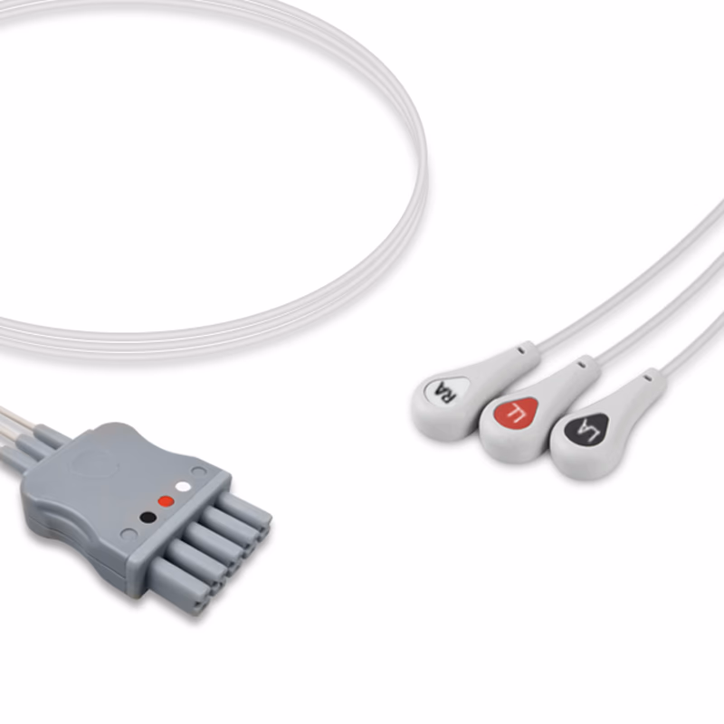 Compatible 3/5-lead ECG Leadwire with Grabber/Pinch end Molded 1.3m AHA (comparable to Mindray 1.3m) Reusable, Limb Lead, Lead Type: Mindray, Shielded SKU: EL-MRB3-130S-A