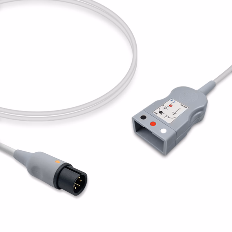 Compatible 3-lead with Respiratory Rate ECG Trunk Cable AHA,2.5m (for use with AAMI) used with AA Twin-Pin Lead wire SKU: ET-3002-AA-A