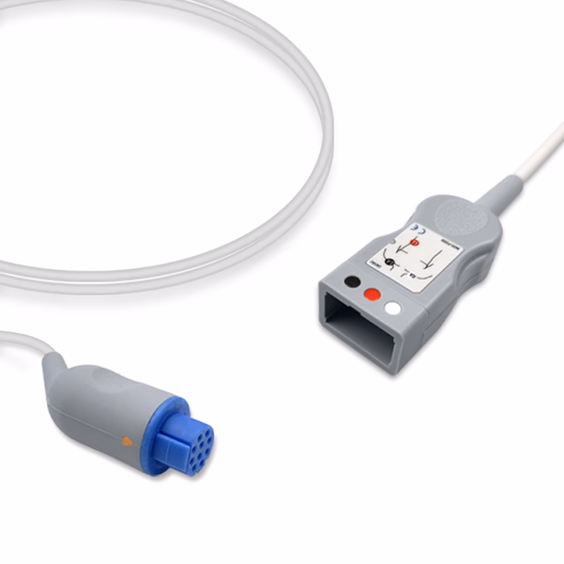 Compatible 3-lead with Defib-Proof (with Resist) ECG Trunk Cable AHA (comparable to Datex Ohmeda 545307-HEL) Reusable, 2.5m, used with Datex 300 Series Leadwire SKU: ET-3008R-DX-A