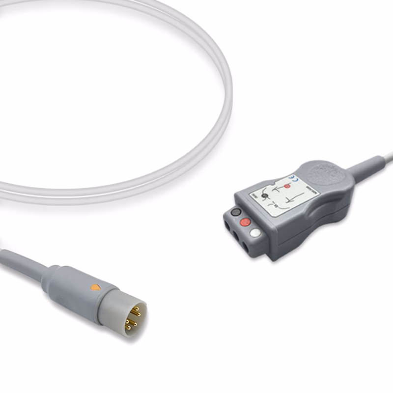 Compatible 3-lead with Respiratory Rate ECG Trunk Cable AHA (for use with CASMed) Reusable, 2.5m, used with Safety Din Leadwire SKU: ET-3047-D-A