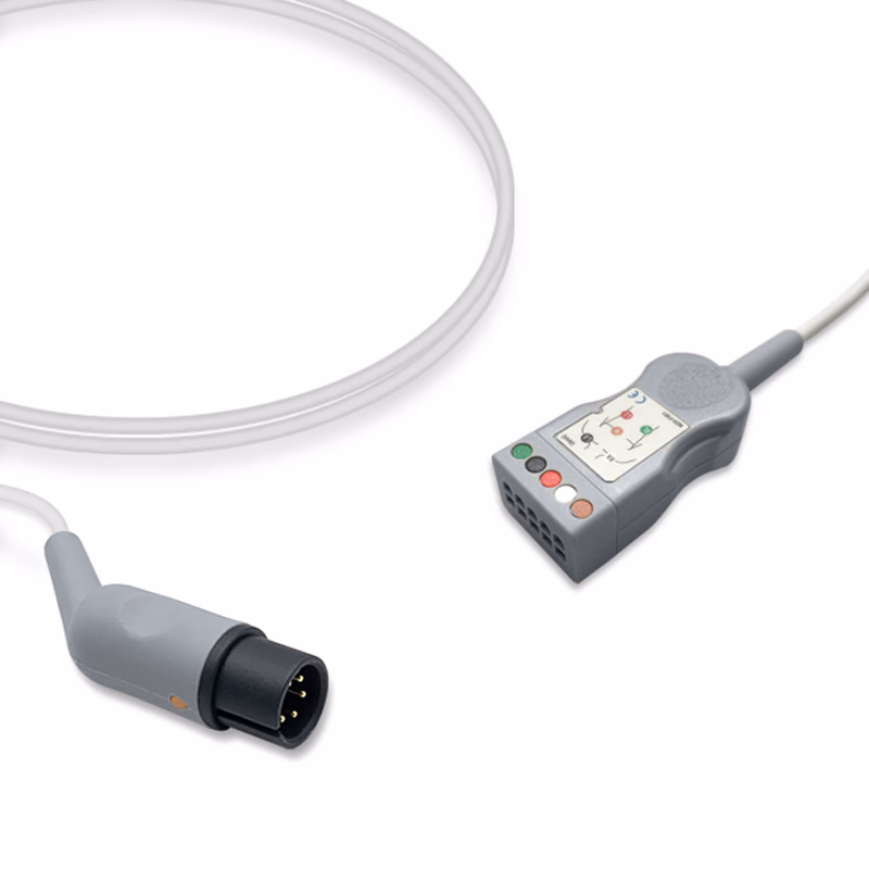 Compatible 5-lead with Respiratory Rate ECG Trunk Cable AHA (comparable to Datascope 0012-00-1502-01) Reusable, Limb + Chest Lead, 2.5m, used with Mindray Mobility Leadwire SKU: ET-5001-DT-A