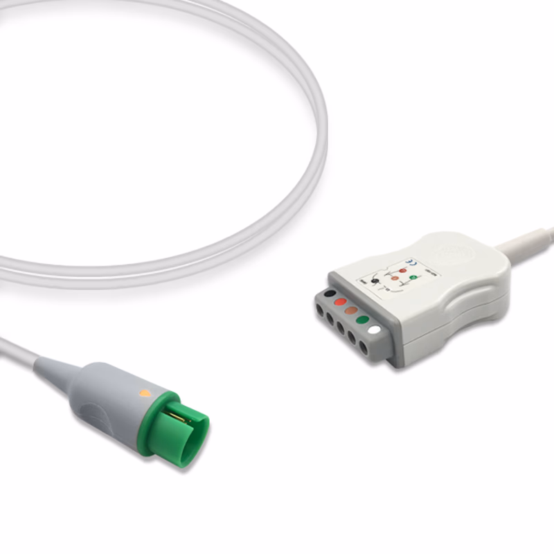 Compatible 5-lead with Defib-Proof (with Resist) ECG Trunk Cable AHA (for use with Spacelabs) Reusable, Limb + Chest Lead, 2.5m, used with Safety Din Leadwire SKU: ET-5007R-D-A
