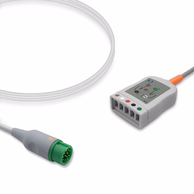 Compatible 5-lead with ESU-Proof ECG Trunk Cable AHA (comparable to Mindray 0010-30-42723) Reusable, Limb + Chest Lead, 2.5m, used with Mindray Leadwire SKU: ET-5016EP-MR-A