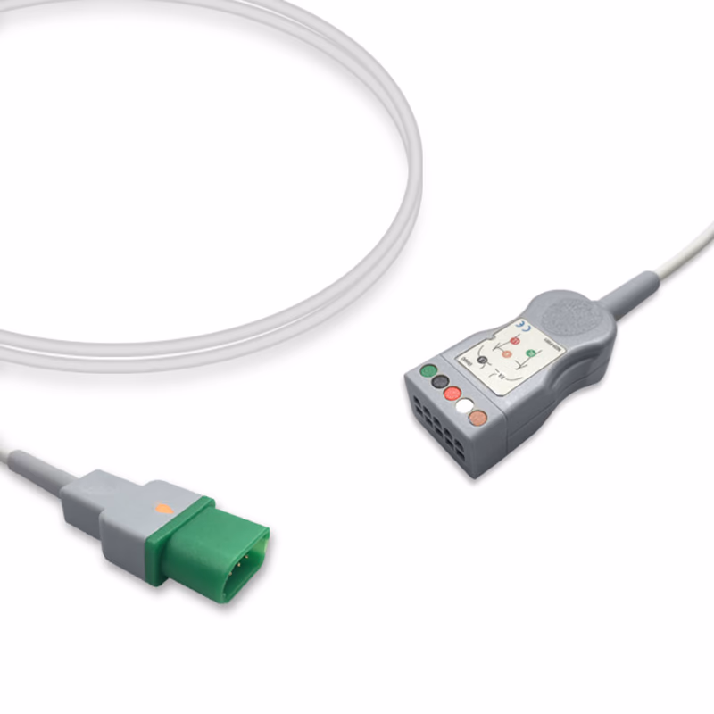 Compatible 5-lead with Defib-Proof (with Resist) ECG Trunk Cable AHA (comparable to Datascope 0012-00-1745-01 (OEM is 10 ft)) Reusable, Limb + Chest Lead, 2.5m, used with Mindray Mobility Leadwire SKU: ET-5018R-DT-A