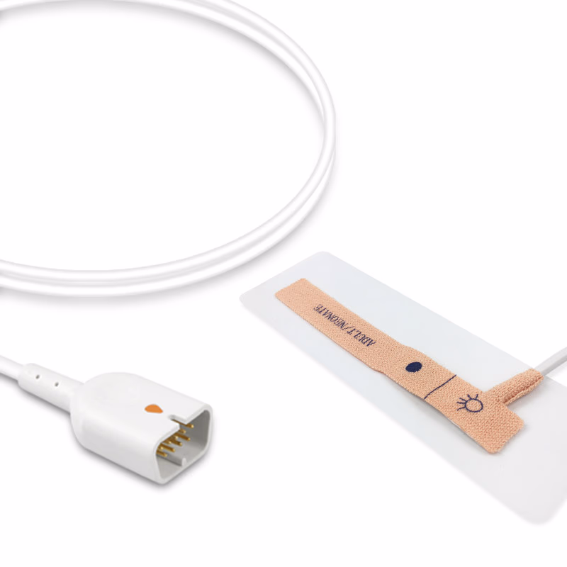 Compatible Adult/Neonate Non-woven Adhesive SpO2 Sensor 0.9m (comparable to Nihon Kohden TL-273T(0.9m)) Disposable SKU: SSD-043-W09AN