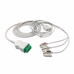 Compatible 3-lead One-Piece ECG Cable with Grabber/Pinch end (comparable to GE Healthcare 2021141-002) AHA undefined SKU: ECZ-3004G-A